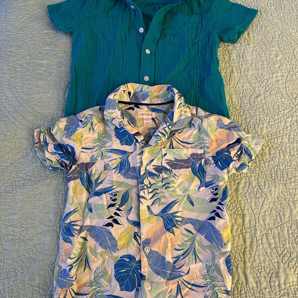 Colorful Kids Tropical Print Shirt Size XS Cat and Jack Button Down
